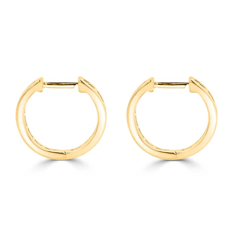 Auriya 1/4ctw Ultra-Petite Baguette Diamond Hoop Earrings 10K Gold - 0.57-inch (H-I, I1-I2) - 0.44-inch