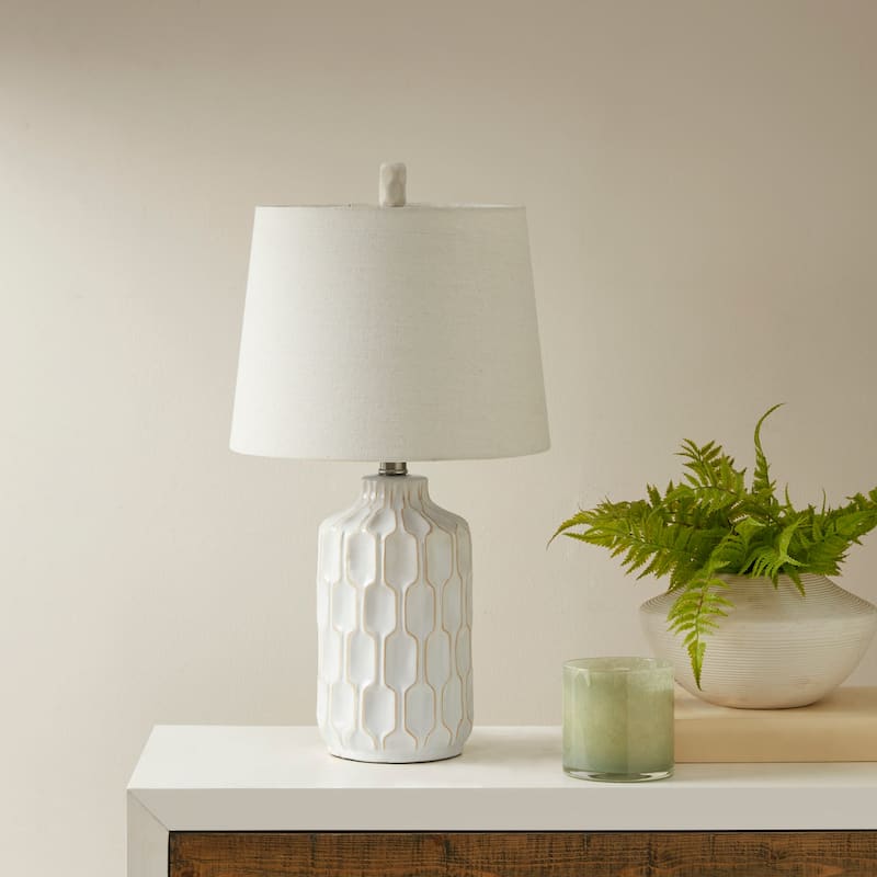 INK+IVY Contour Ceramic Table Lamp - Ivory