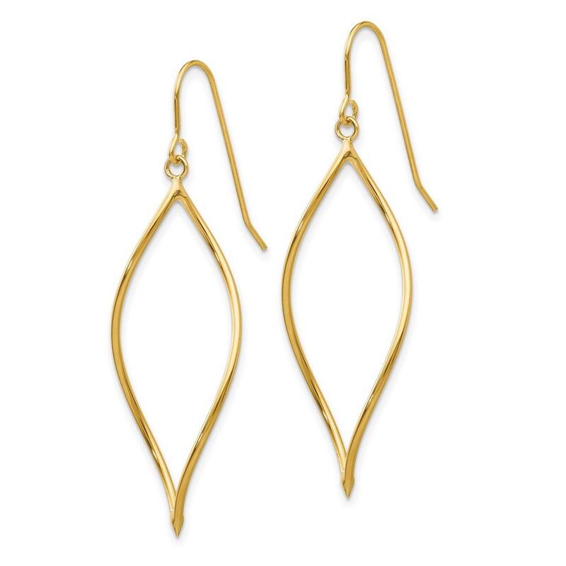 Curata 10k Yellow Gold Polished Twisted Oblong Guardian Angel Earrings - 47x14mm