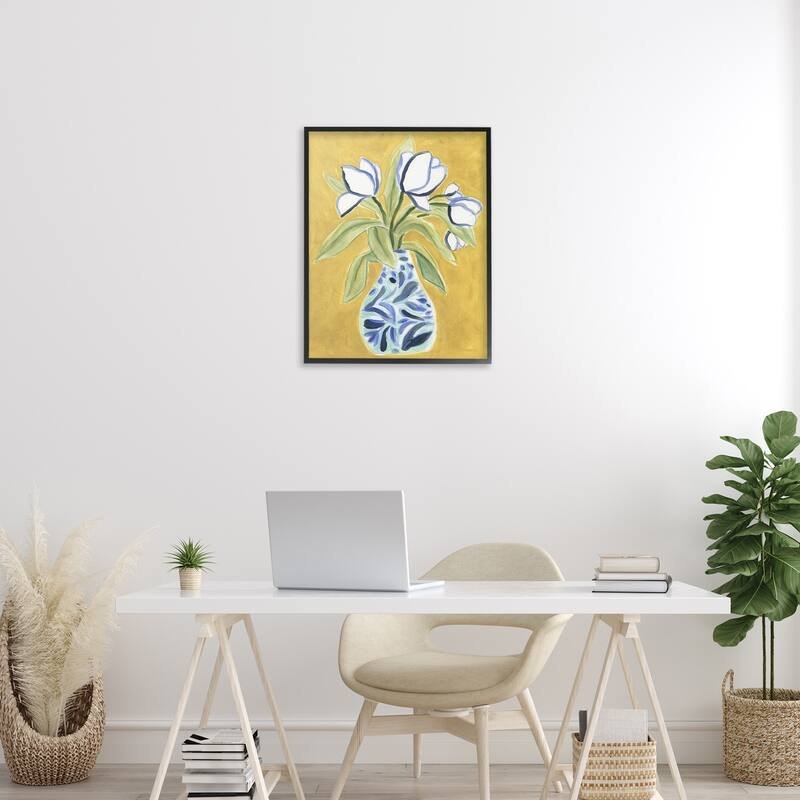 Stupell Lively Tulips in Vase Framed Giclee Art Design By June Erica Vess