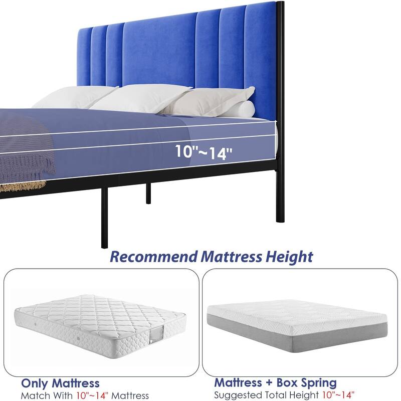 Bed Frame with Velvet Headboard
