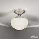preview thumbnail 1 of 6, Hunter Saddle Creek 1 Light Contemporary Schoolhouse Flush Mount Ceiling Light - Bathroom, Hallway, Bedroom, Entry - Damp Rated! Brushed Nickel- White Glass