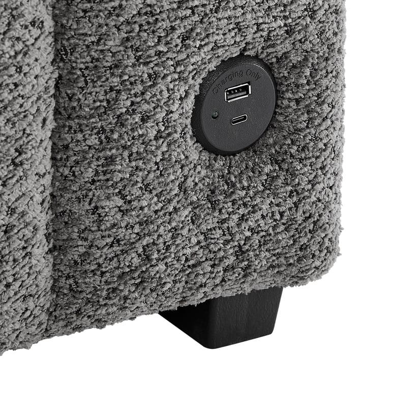 Seraphina 101"W Gray Chenille Fabric Reversible Sleeper Sectional Sofa w/Storage Chaise, Cupholders, USB Port, Throw Pillows