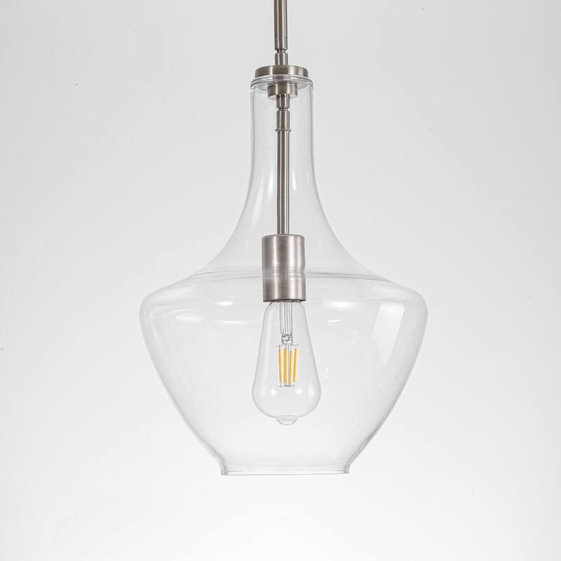 10.4" 1-Light Modern Minimalist Chrome/Gold/Matte Black Clear Glass Pendant Light