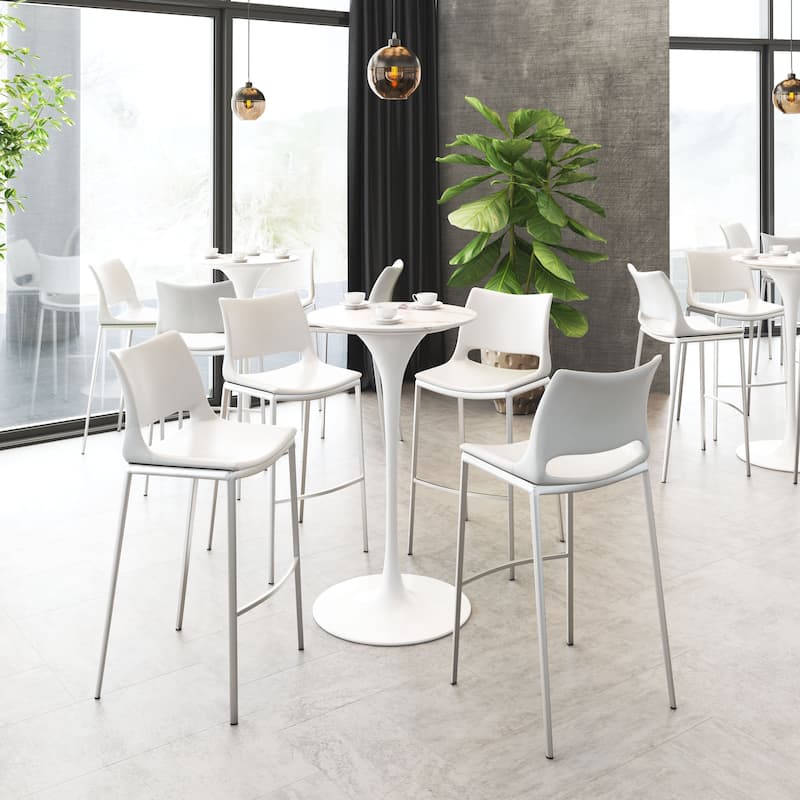 Ace Barstool White & Silver - White/Silver