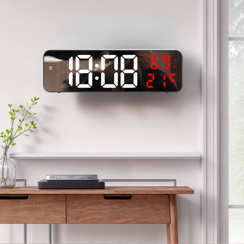 Large Digital Clock, Silent Non Ticking Modern Wall Clocks for Office, Home, Kitchen, Bedroom, School 9 Inch - 9 Inch - Red