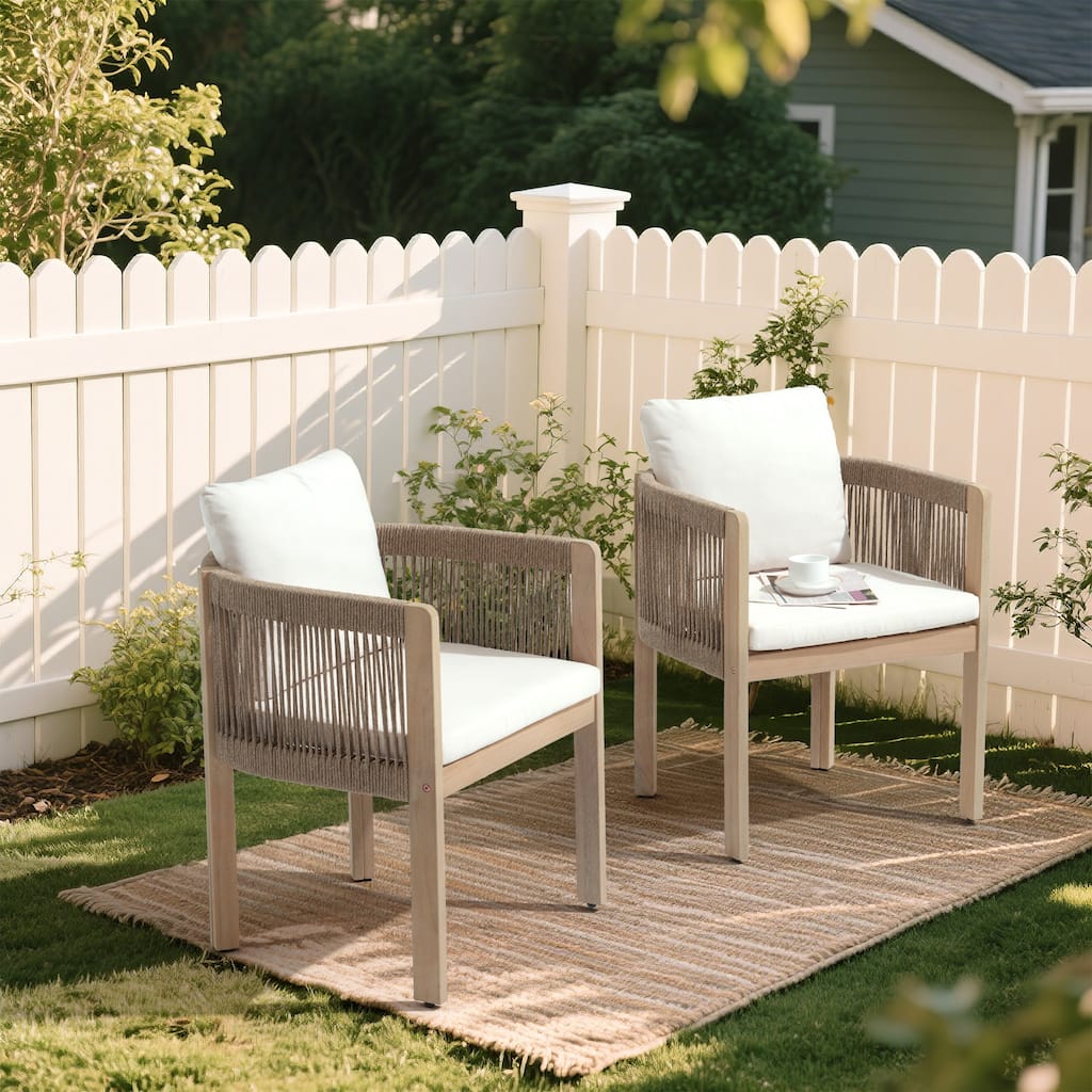 Outdoor Patio Dining Chair With Cushions (Set of 2)