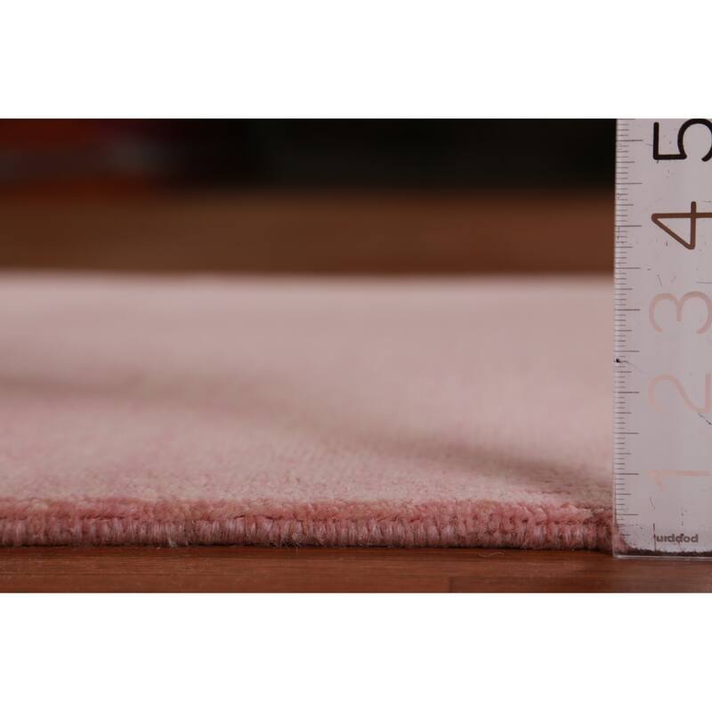 Hand Knotted Oriental 100% Wool Carpet Modern Solid Pink Gabbeh Runner Rug - 10' 1'' X 3' 1''