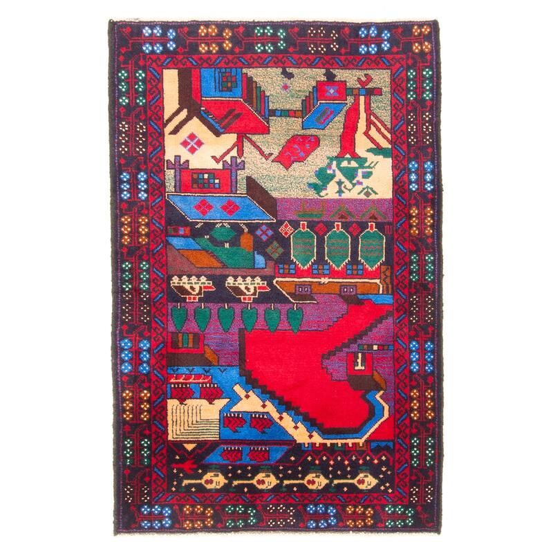 ECARPETGALLERY Hand-knotted Teimani Dark Navy Wool Rug - 2'10 x 4'5