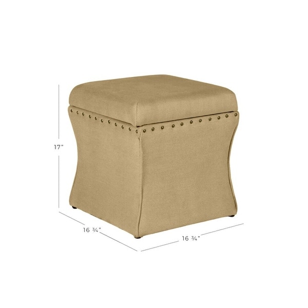 dimension image slide 1 of 2, HomePop Cinch Storage Ottoman with NailHeads Trim