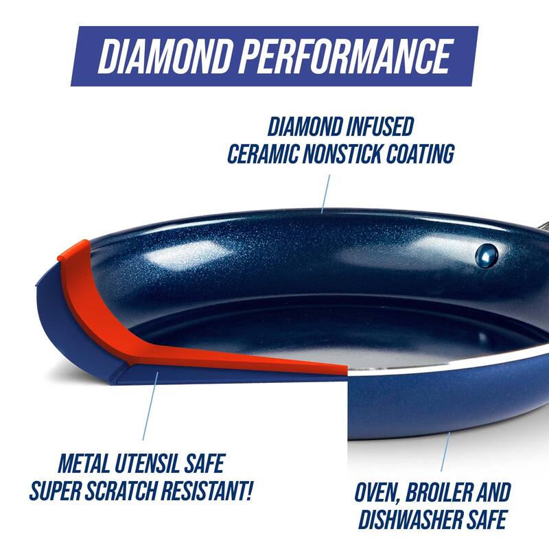 Blue Diamond Cookware Diamond Infused Ceramic Nonstick, 11 Piece Cookware Pots and Pans Set