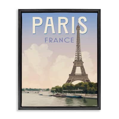 Stupell Paris Tower Landmark Framed Floater Canvas Wall Art Design By Victoria Barnes