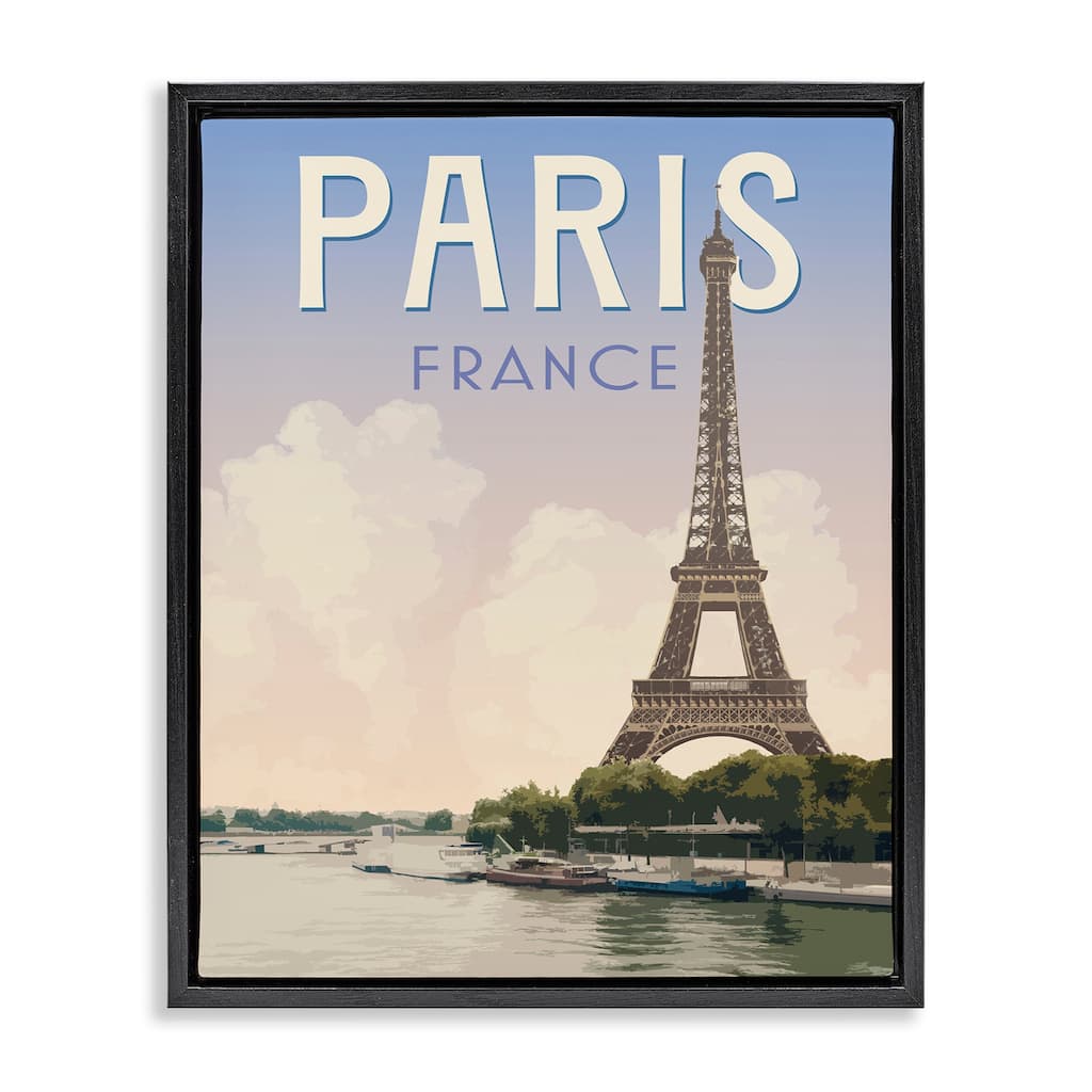 Stupell Paris Tower Landmark Framed Floater Canvas Wall Art Design By Victoria Barnes