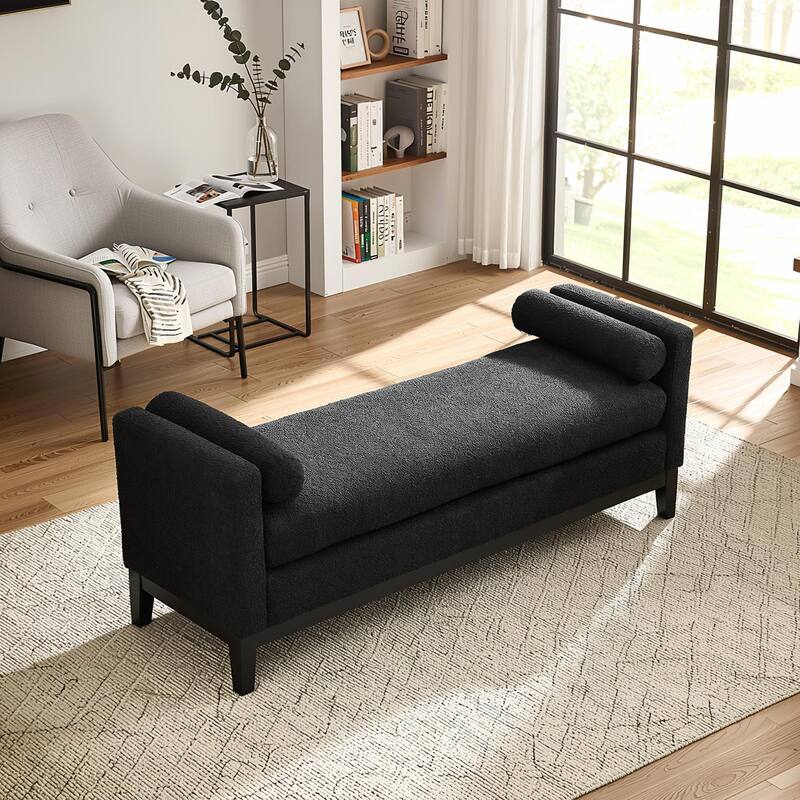 Homy Casa Upholstered Bench with Pillows, Wooden, Entry Living