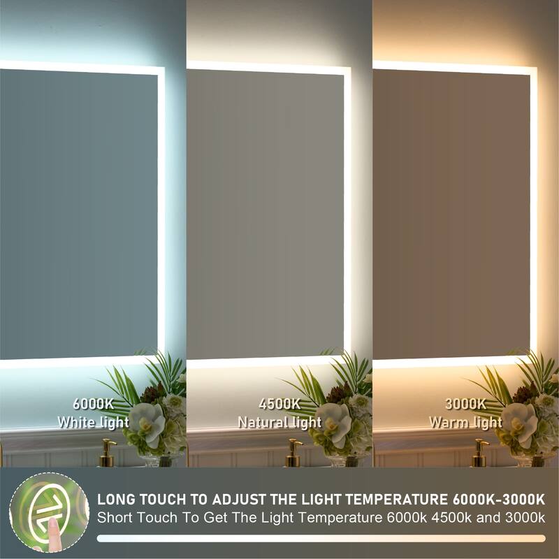 Modern Wall Mounted LED Bathroom Frontlit/Backlit Mirror With PMMA Diffuser