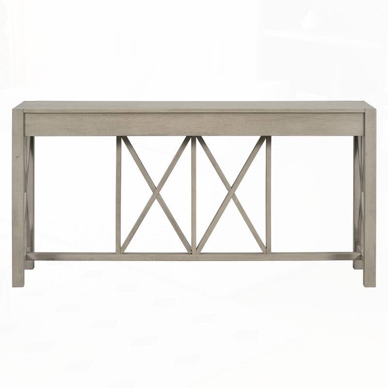Crisscross Design Entryway Table with Open Bottom Storage