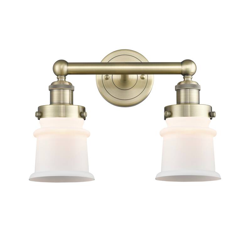 Innovations Lighting 616-2W-11-14 Canton Vanity Canton 2 Light 14" - Antique Brass / Matte White