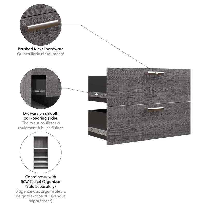 Cielo 2 Drawer Set for Cielo 30W Closet Organizer by Bestar