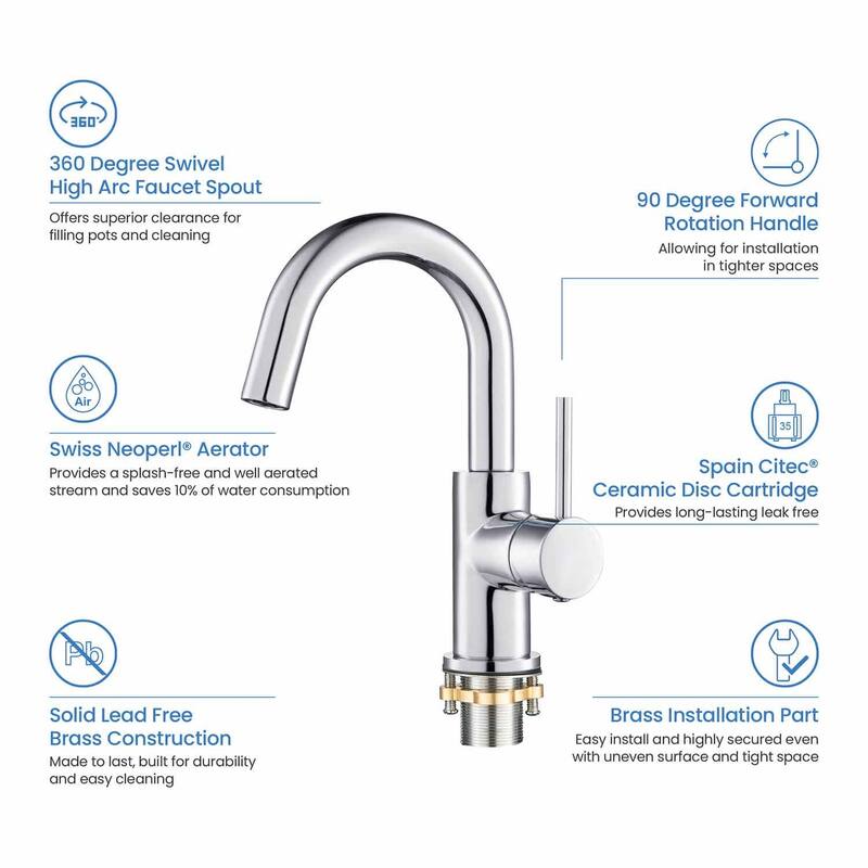 Circular Single Handle High-Arc Bathroom Sink Faucet with Pop Up Drain