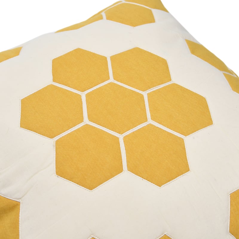 Quilted Cotton Pillow with Honeycomb Pattern