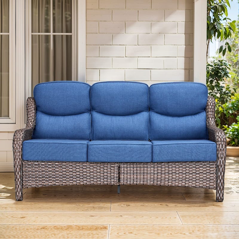 Gymojoy 72'' 3-Seat Outdoor Durable Sofa with 6-Inch Ultra-Plush Cushions & Water-Resistant Olefin Fabric