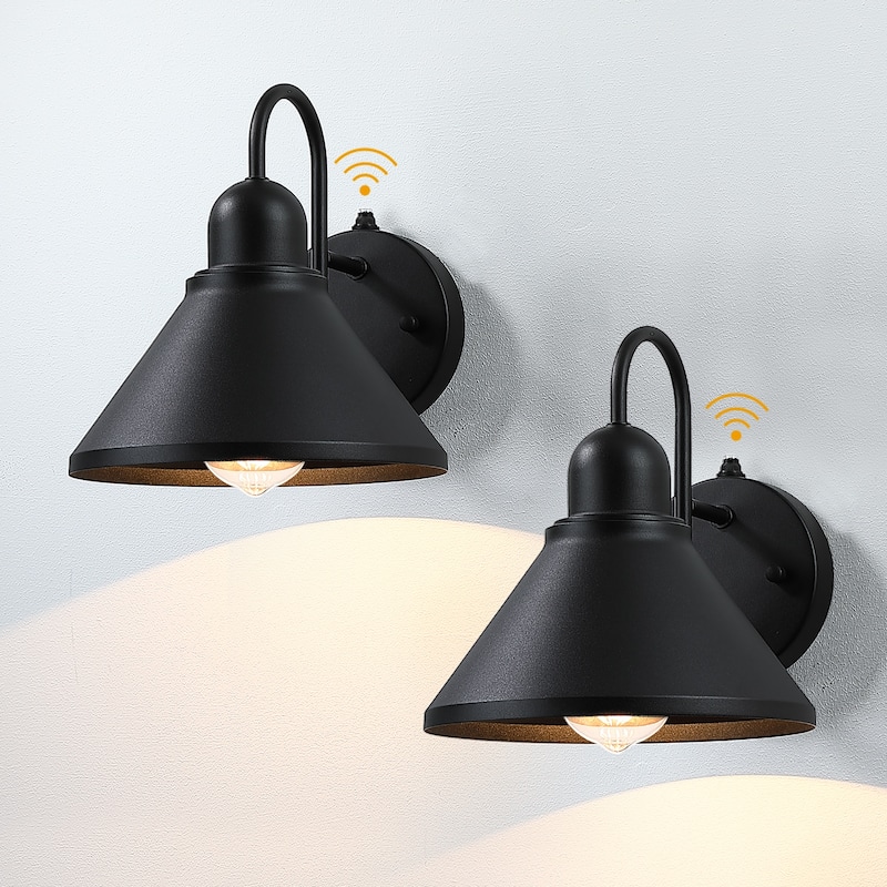 1-Light Dusk to Dawn Black Outdoor Wall Sconce Light set of 2 - Dusk to dawn - Dusk to dawn