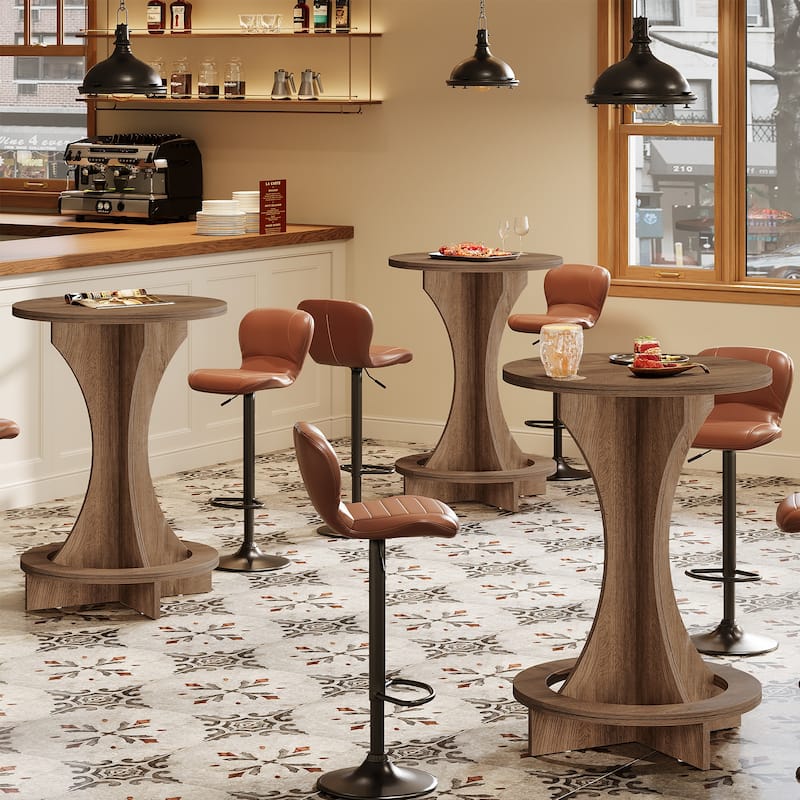 Round Bar Table, 35.4-Inch Tall Bistro Pub Table for Home Bar