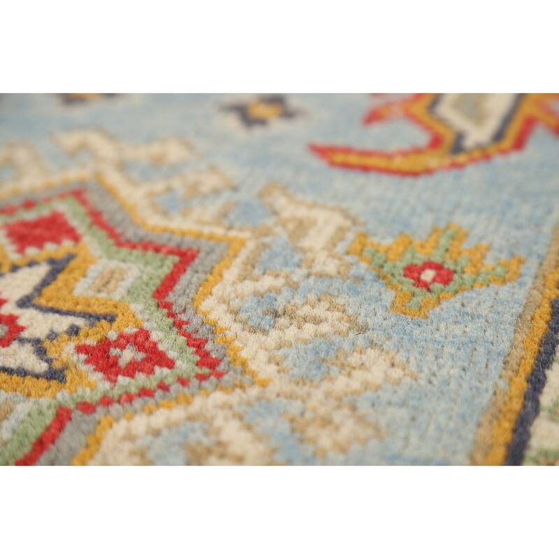 Geometric Kazak Oriental Accent Rug Hand-Knotted Wool Carpet - 2'0" x 3'0"