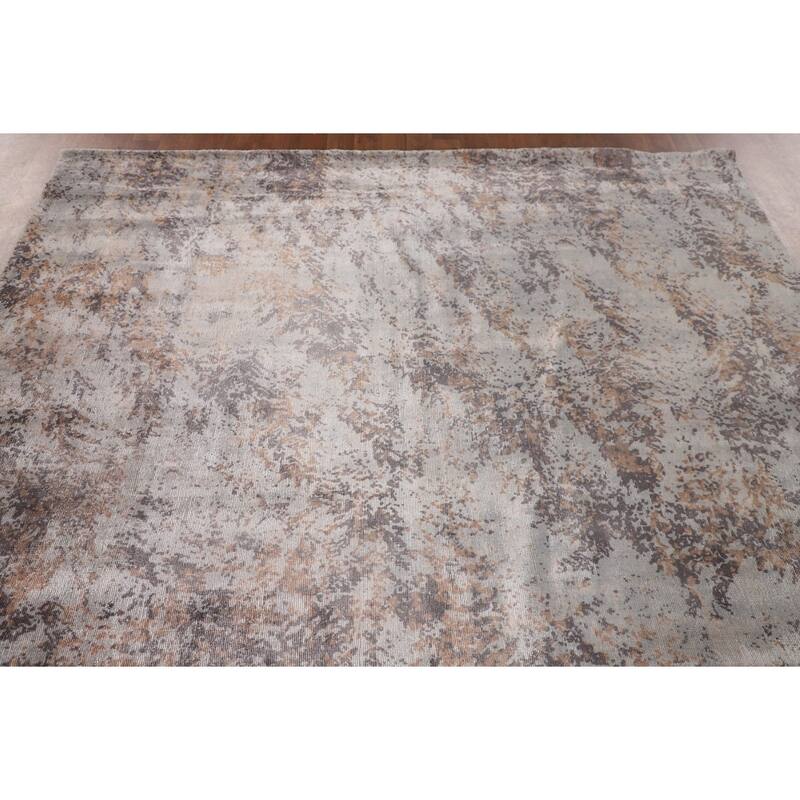 Multi-Color Abstract Indian Area Rug Handmade Wool Carpet - 6'6"x 9'10"