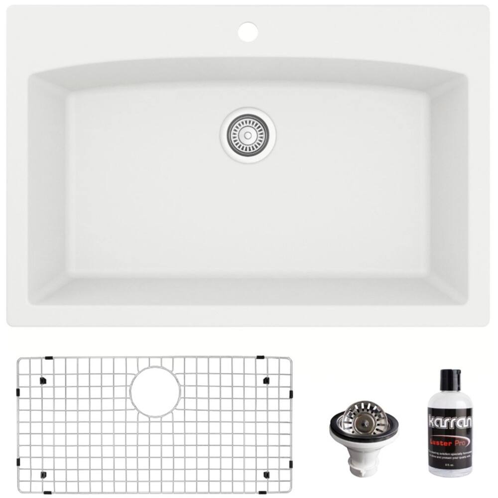 Karran USA QT-712-PK1 Quartz QT 33" Drop In Single Basin Quartz