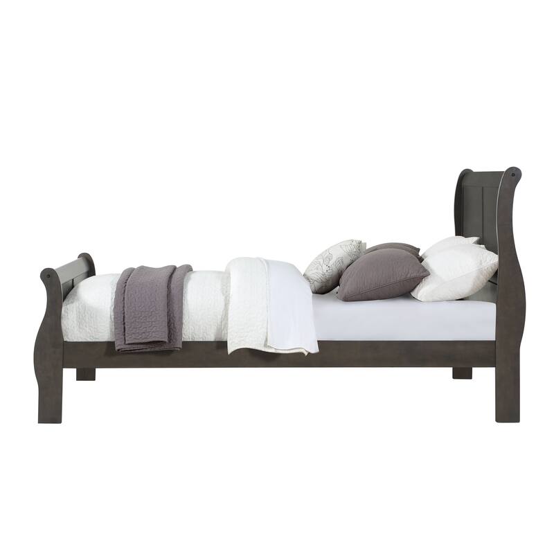 Dark Gray Eastern King Sleigh Bed with Low-Profile Footboard