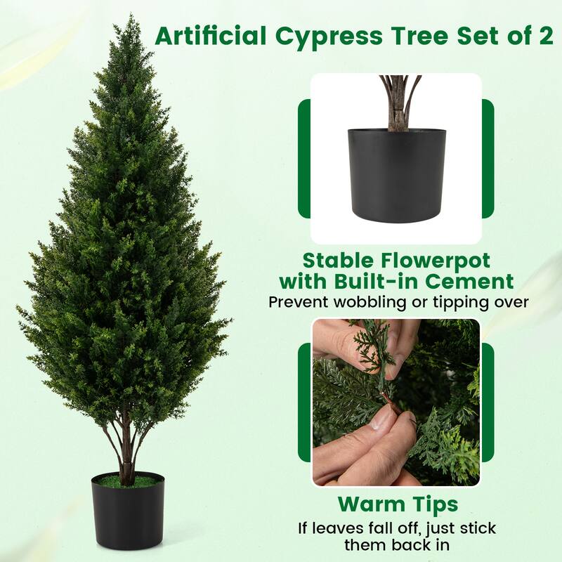 Gymax 4 FT Artificial Topiary Tree Set of 2 Faux Topiary Cedar Trees