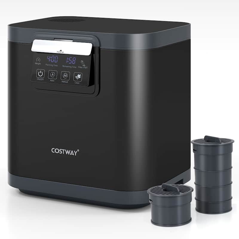 Black Metal Electric Composter with Activated Carbon Filters Self Cleaning and Adjustable Timer - 13.2" x 10.2" x 13.3"
