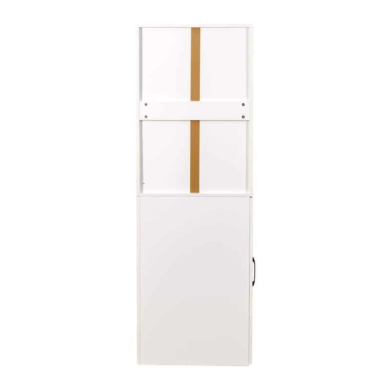 Glass Display Cabinet 3-Tier Bookcase for Collectibles, Wood Storage Cabinet with Door & 4-Tier Pull-Out Shelves for Living Room