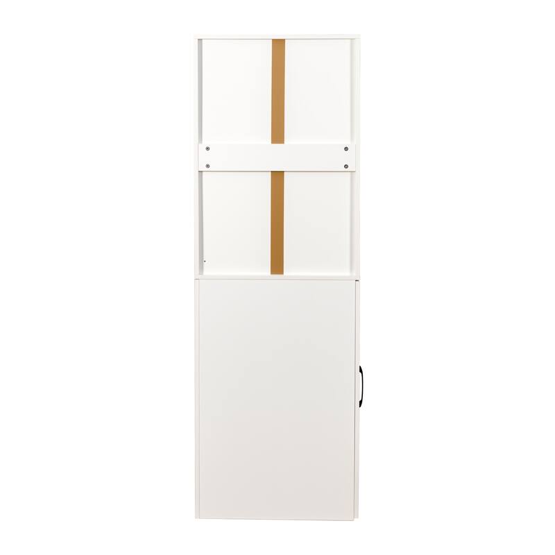 Roomfitters 70.87" Display Storage Cabinet with 2 Glass Doors and 4-Tier Pull-Out Shelves, Modern Wooden Kitchen Pantry Cabinet
