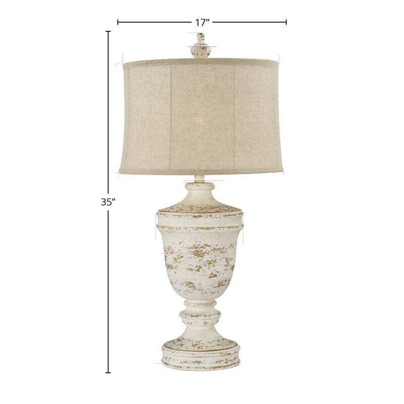 Chrissy 35" Table Lamp with Linen Shade, Cottage White (Set of 2)