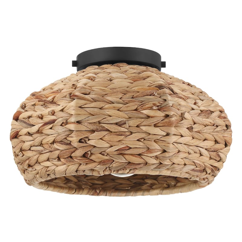 Hunter Cambria 14" Boho Seagrass Flush Mount Ceiling Light - Kitchen, Bedroom, Entryway - Transitional, Coastal