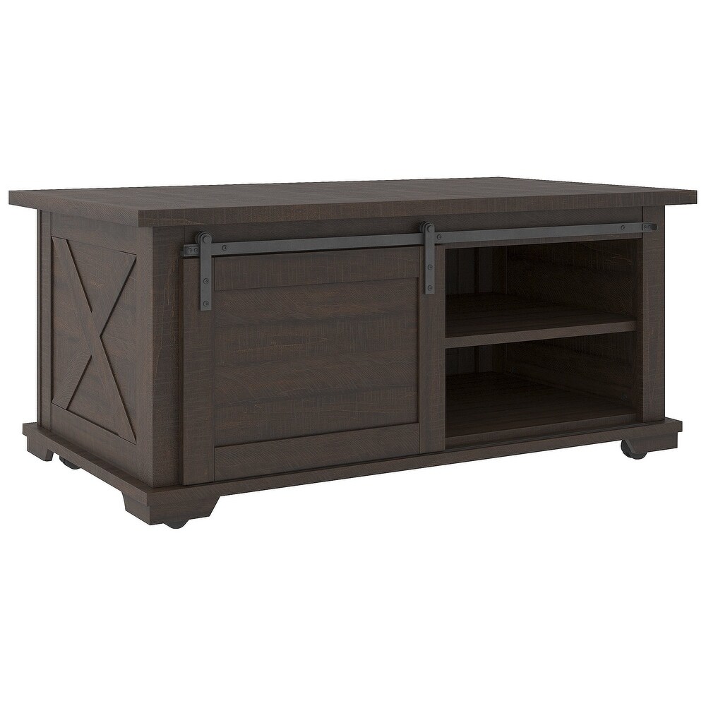 Signature Design By Ashleycamiburg Casual Rectangular Cocktail Table Dark Brown Wood Dailymail