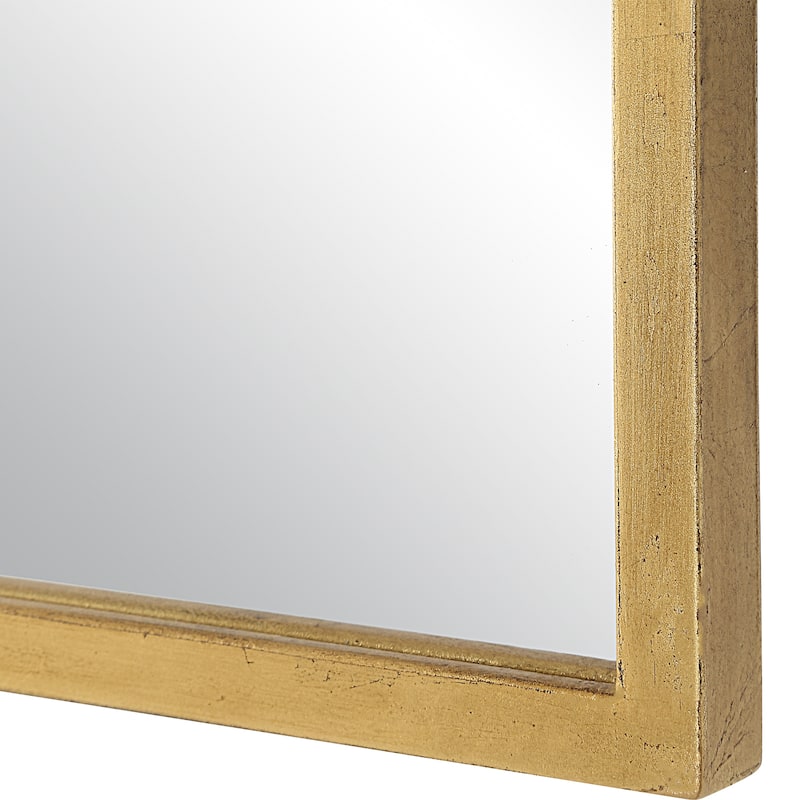 Copper Grove Gold Leaf Wall Mirror with Subtle Arch