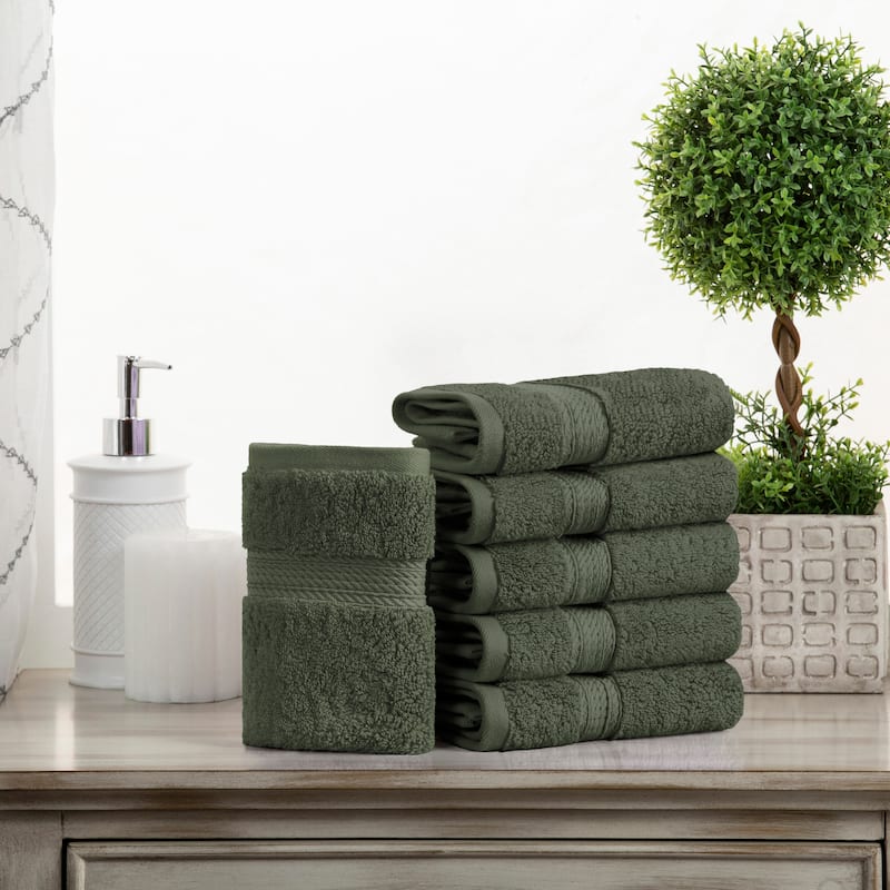 Superior Marche Egyptian Cotton 6 Piece Face Towel Set - Forest Green
