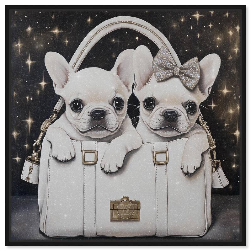 Constellation Frenchie Purse Canvas by Art Remedy - Black - 12" x 12"