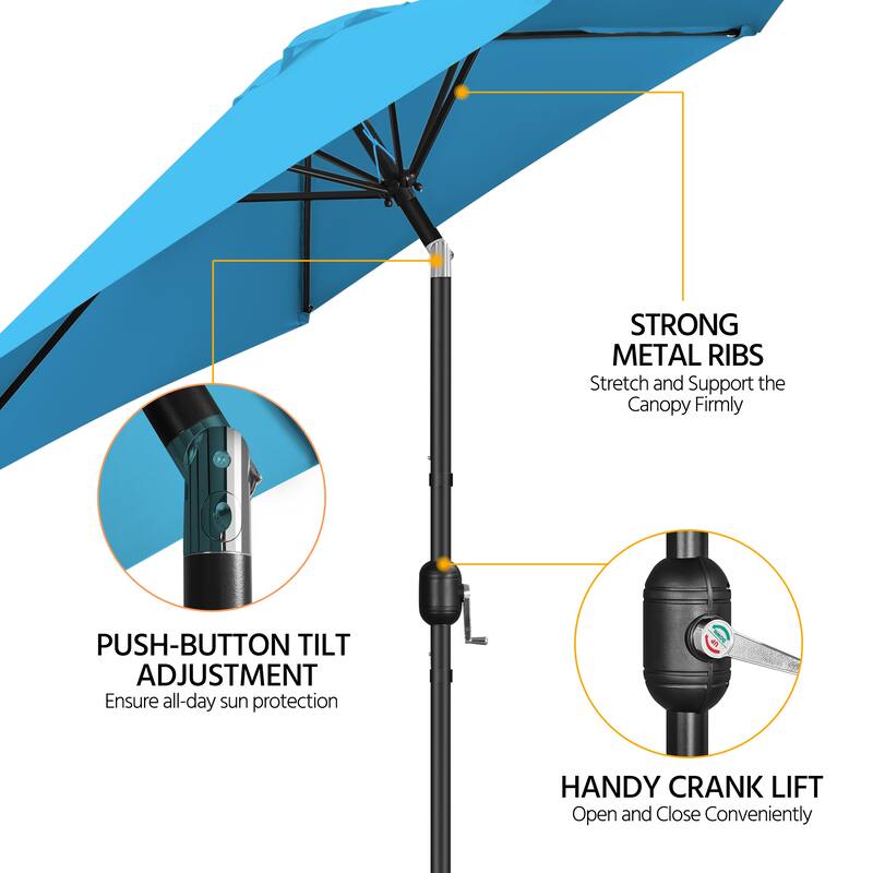 Yaheetech 9ft Patio Umbrella 8 Ribs with Push Button Tilt and Crank
