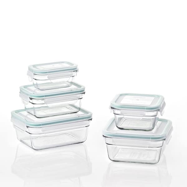 Glasslock Oven and Microwave Safe Glass Food Storage Containers 28 Piece Set - Clear - 10 Piece Set