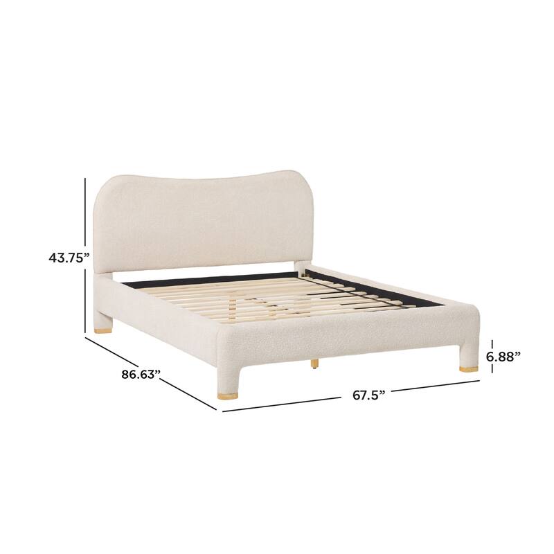 Walker Edison Modern Curved Upholstered Bed