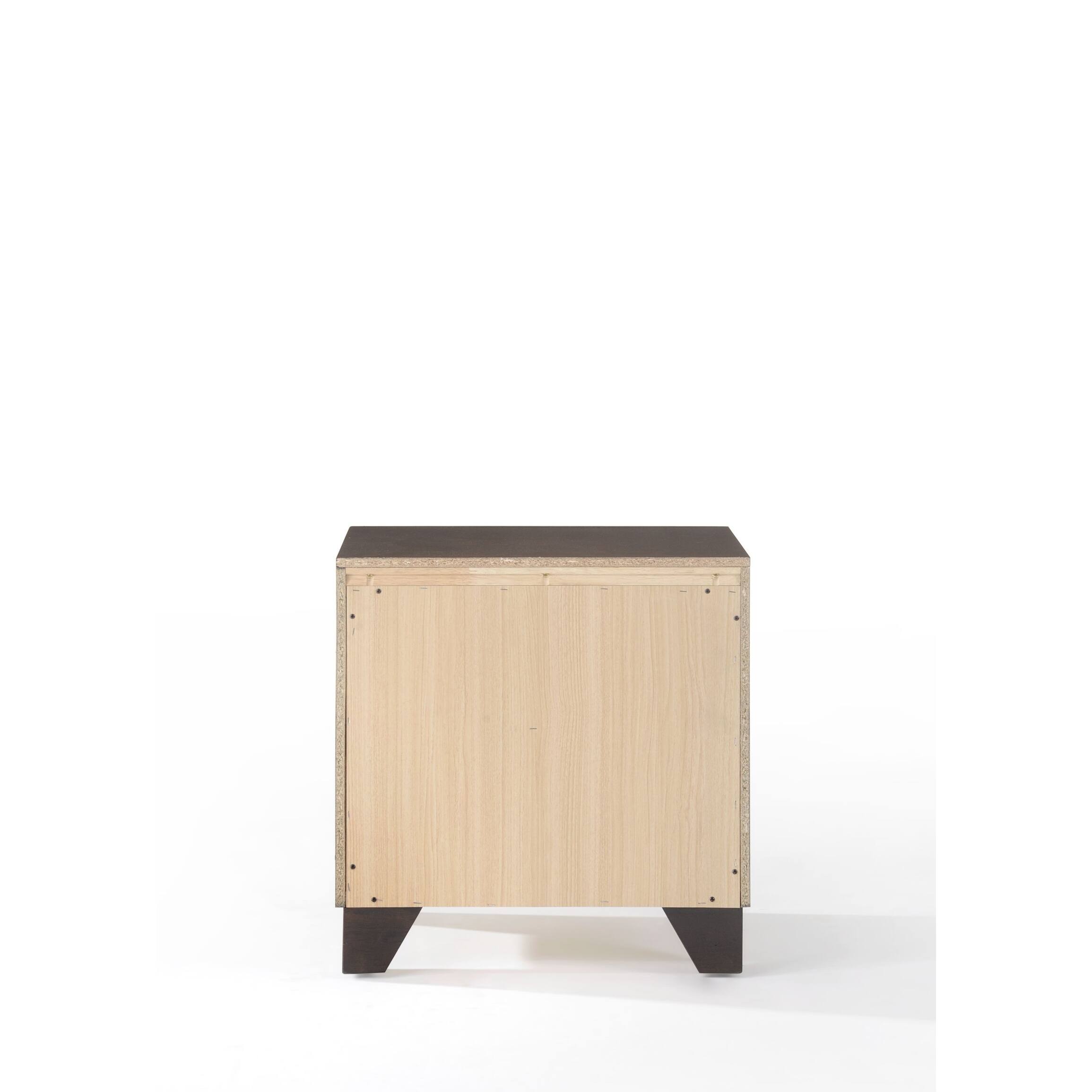 Modern Unique Natural Wood Bedroom Nightstand, Locker & Two Drawers