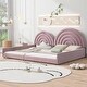 preview thumbnail 11 of 9, Separable Twin and Full Velvet Bed Set with Semicircular Headboard, Pink