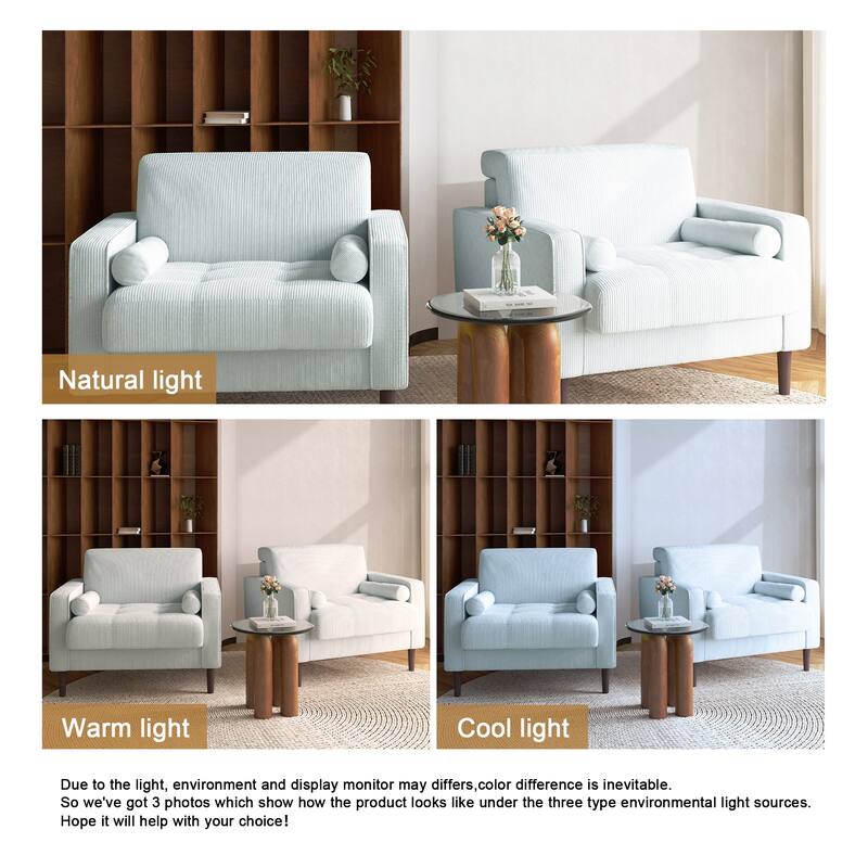 2 Set Modern Wide Armchair Corduroy Accent Chairs