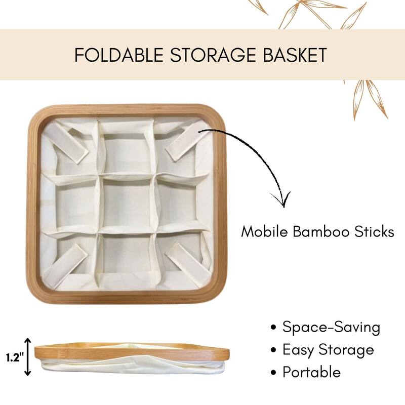 Square Foldable Storage Basket 9-Compartment - 12 L x 12 W x 4 H