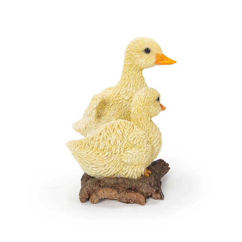 Playful Ducklings Outdoor Garden Statue - 5.25" - Yellow