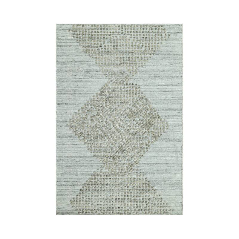 Hand Knotted Textured Gray Moss Tibetan Wool Modern Oriental Area Rug - 3' 11'' x 6'